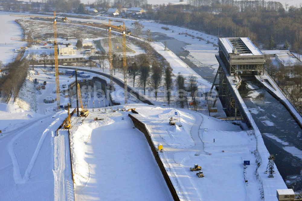 Luftaufnahme Niederfinow - Neubau des Schiffshebewerkes Niederfinow Nord