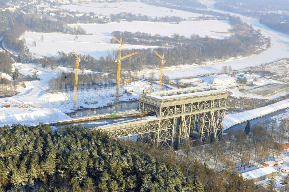 Niederfinow aus der Vogelperspektive: Neubau des Schiffshebewerkes Niederfinow Nord