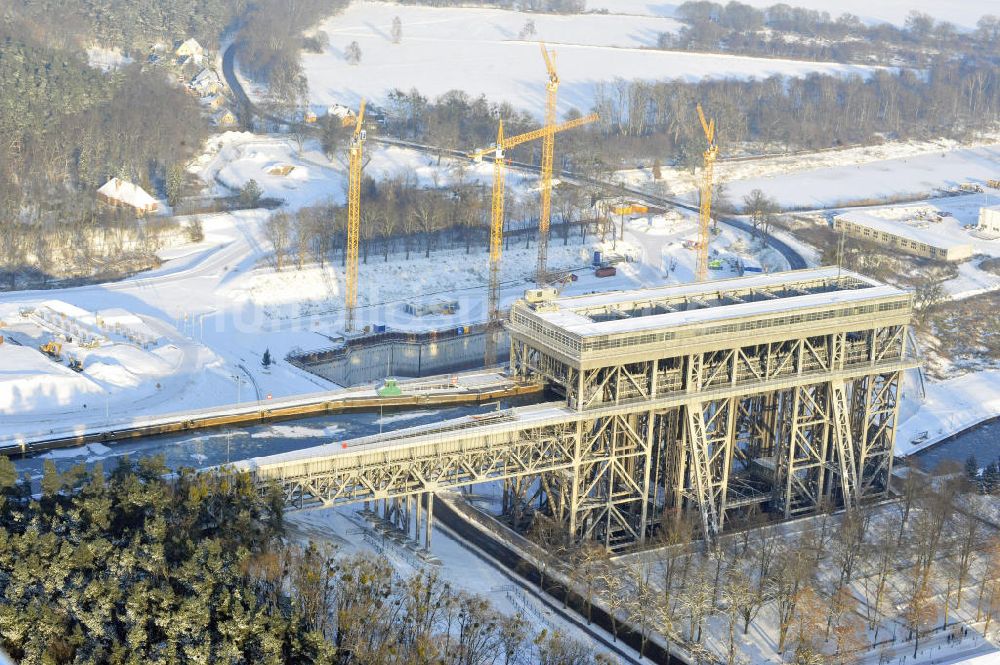 Luftbild Niederfinow - Neubau des Schiffshebewerkes Niederfinow Nord