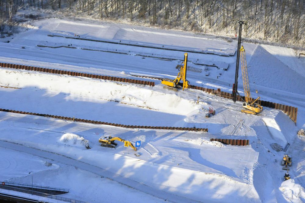 Luftaufnahme Niederfinow - Neubau des Schiffshebewerkes Niederfinow Nord