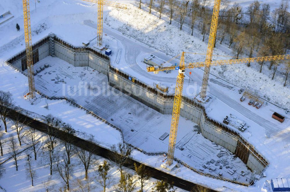 Niederfinow von oben - Neubau des Schiffshebewerkes Niederfinow Nord