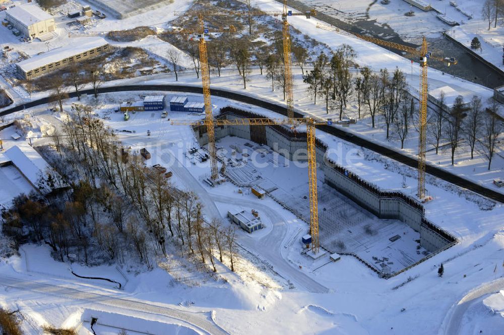 Niederfinow von oben - Neubau des Schiffshebewerkes Niederfinow Nord