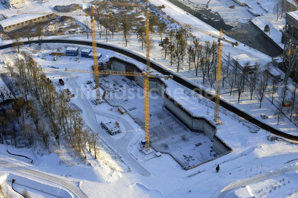 Niederfinow aus der Vogelperspektive: Neubau des Schiffshebewerkes Niederfinow Nord