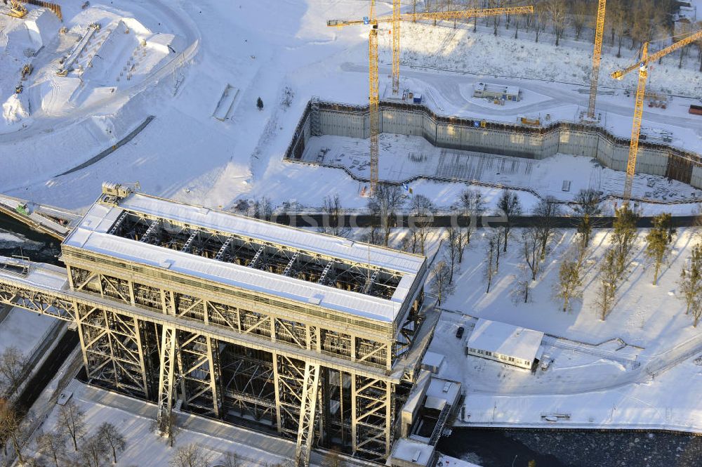 Niederfinow aus der Vogelperspektive: Neubau des Schiffshebewerkes Niederfinow Nord