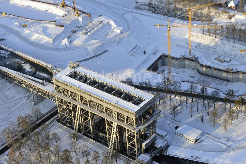 Luftbild Niederfinow - Neubau des Schiffshebewerkes Niederfinow Nord