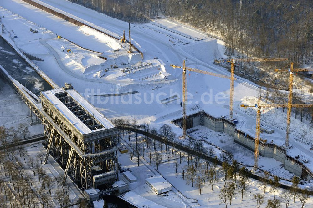 Luftaufnahme Niederfinow - Neubau des Schiffshebewerkes Niederfinow Nord