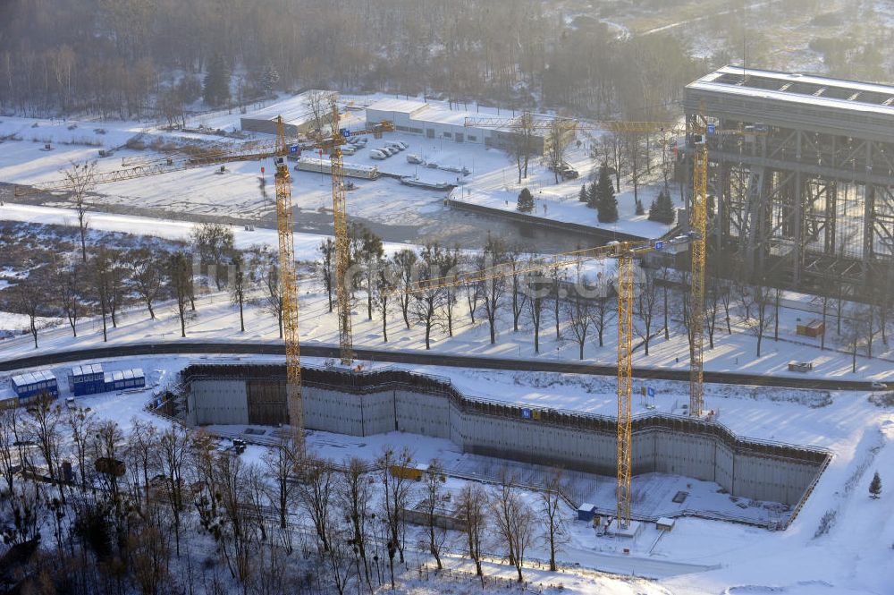 Luftaufnahme Niederfinow - Neubau des Schiffshebewerkes Niederfinow Nord