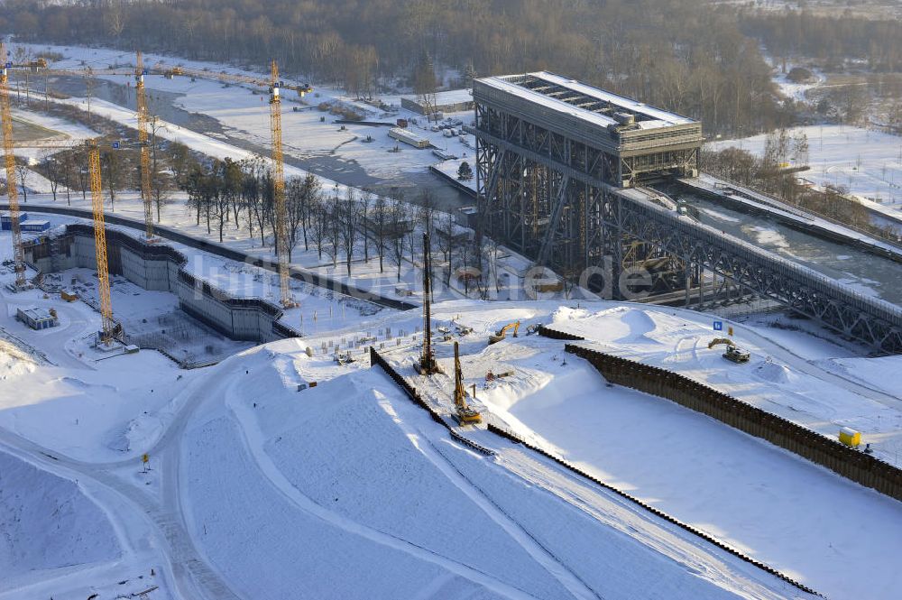 Luftbild Niederfinow - Neubau des Schiffshebewerkes Niederfinow Nord