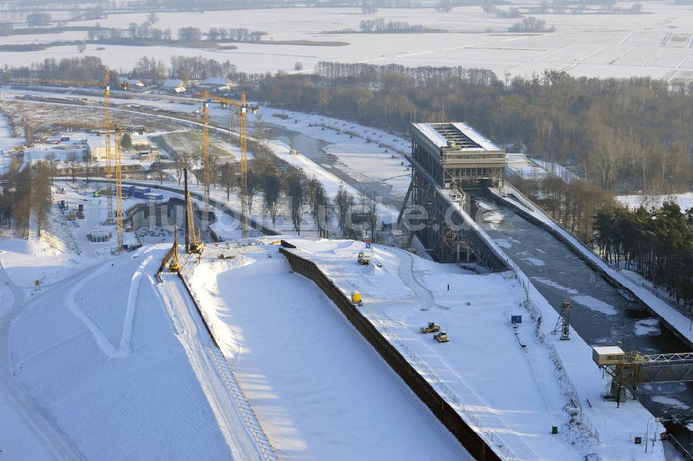 Luftaufnahme Niederfinow - Neubau des Schiffshebewerkes Niederfinow Nord