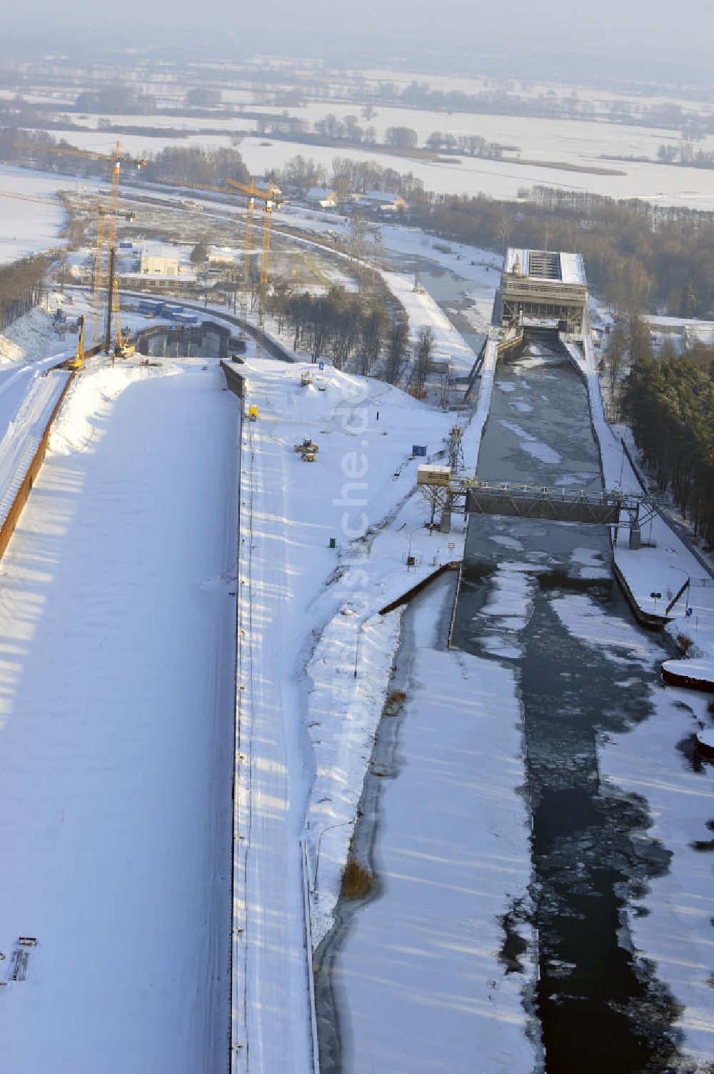 Luftbild Niederfinow - Neubau des Schiffshebewerkes Niederfinow Nord