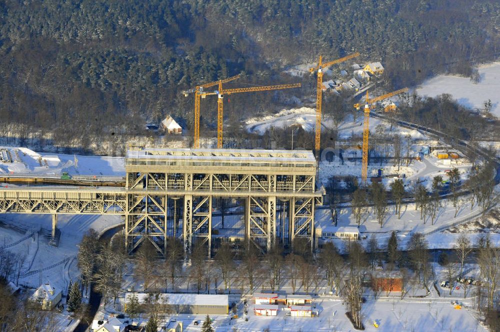 Niederfinow aus der Vogelperspektive: Neubau des Schiffshebewerkes Niederfinow Nord