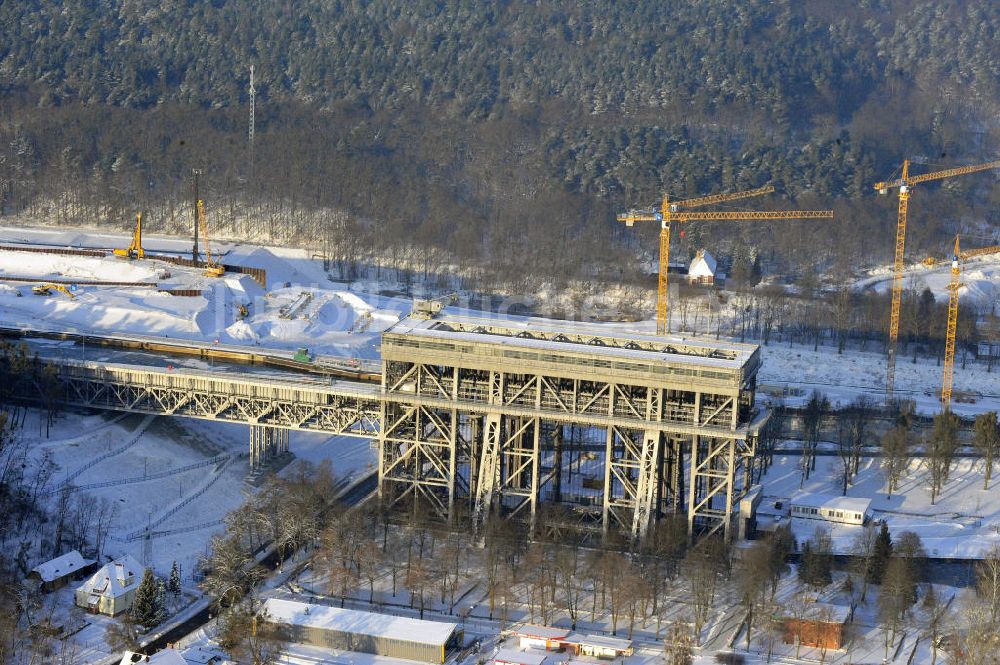 Luftbild Niederfinow - Neubau des Schiffshebewerkes Niederfinow Nord