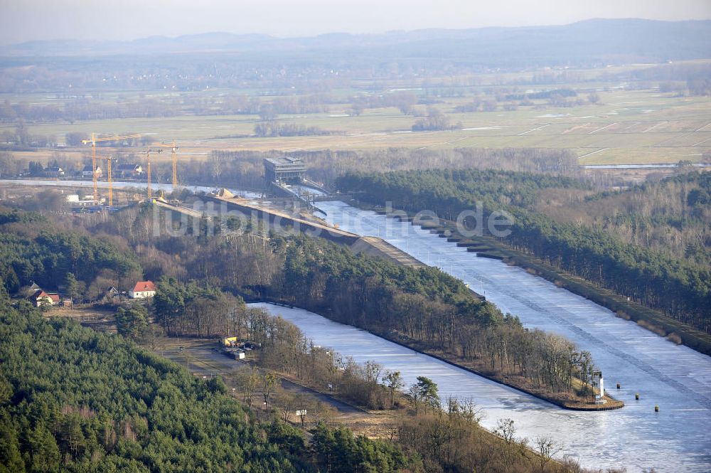 Luftbild Niederfinow - Neubau des Schiffshebewerkes Niederfinow Nord