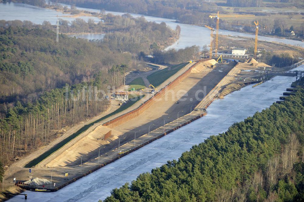 Luftaufnahme Niederfinow - Neubau des Schiffshebewerkes Niederfinow Nord