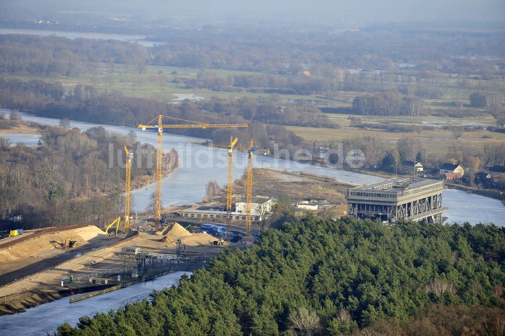 Niederfinow von oben - Neubau des Schiffshebewerkes Niederfinow Nord