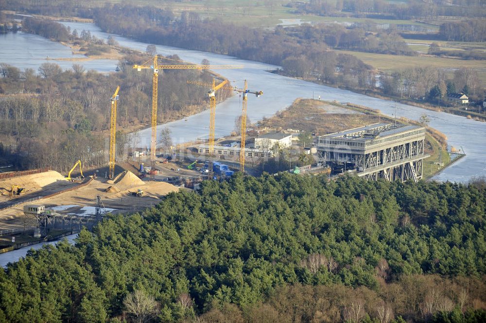 Niederfinow aus der Vogelperspektive: Neubau des Schiffshebewerkes Niederfinow Nord