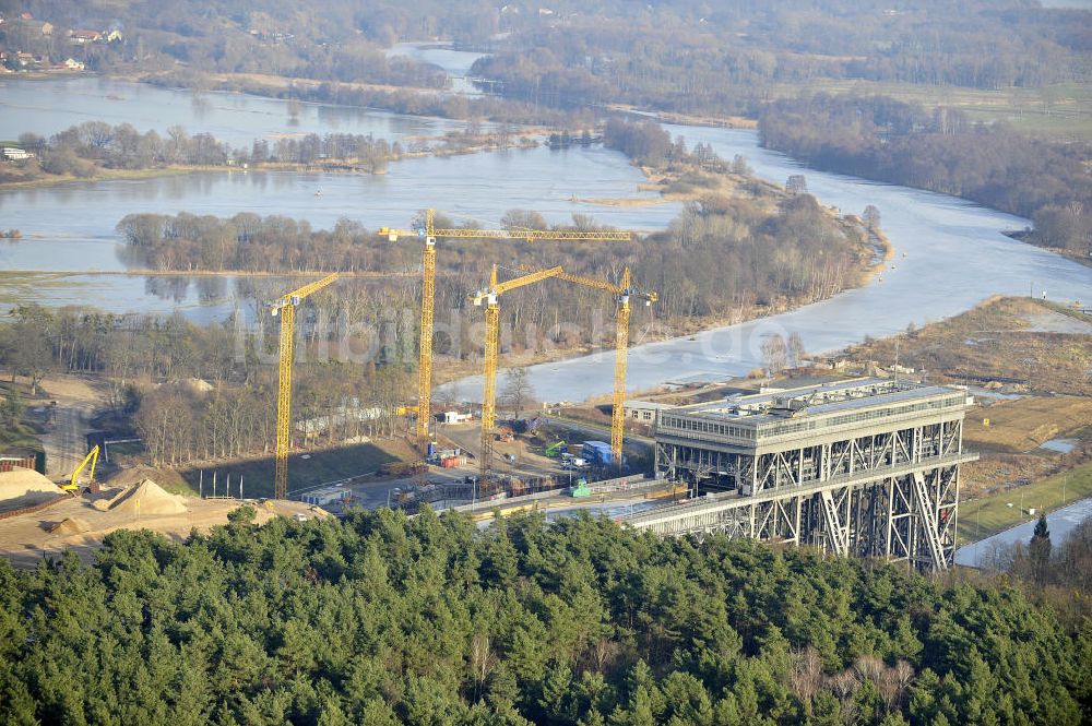 Luftbild Niederfinow - Neubau des Schiffshebewerkes Niederfinow Nord