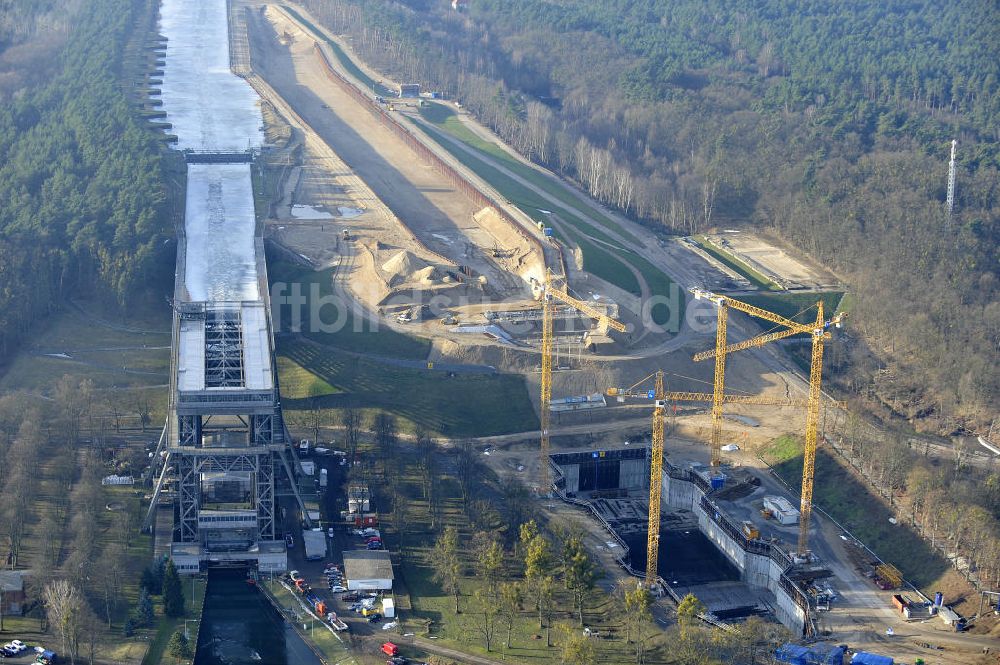 Luftbild Niederfinow - Neubau des Schiffshebewerkes Niederfinow Nord