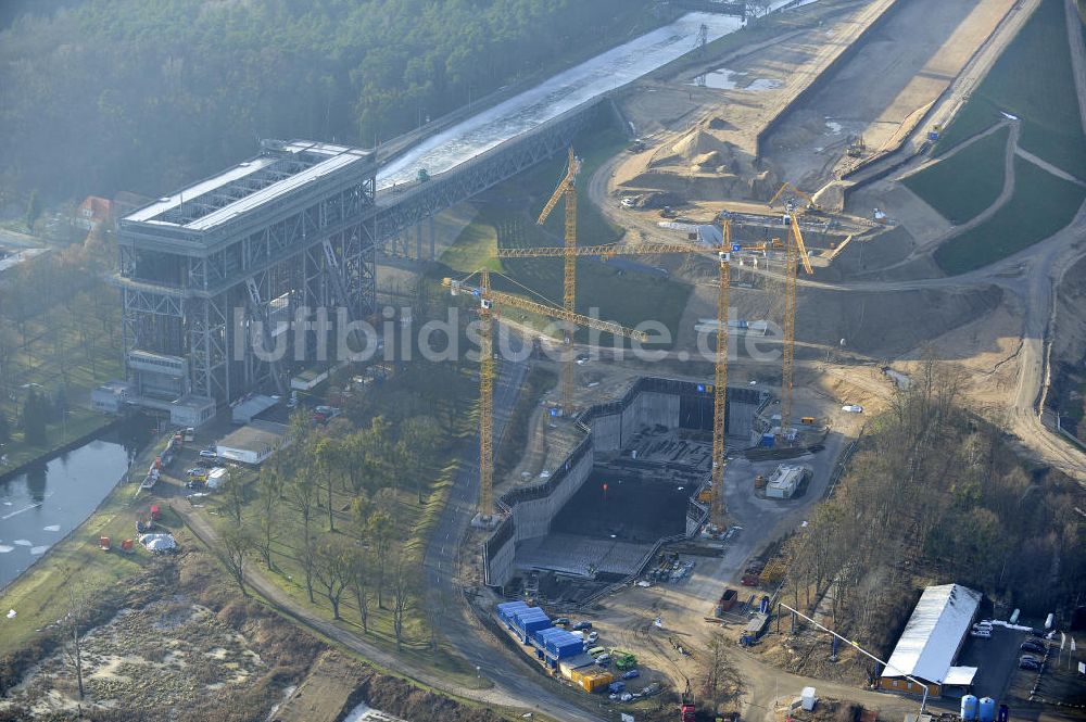 Luftaufnahme Niederfinow - Neubau des Schiffshebewerkes Niederfinow Nord