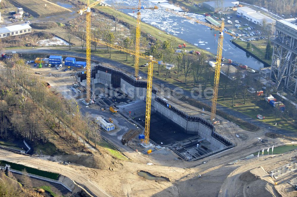 Niederfinow von oben - Neubau des Schiffshebewerkes Niederfinow Nord