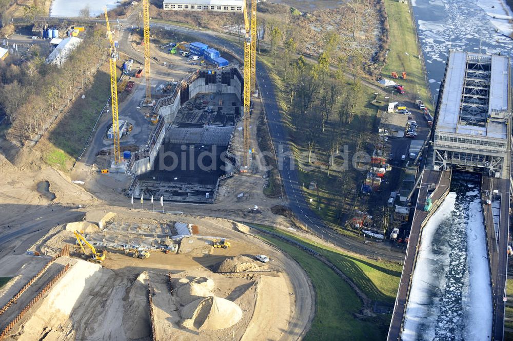 Luftaufnahme Niederfinow - Neubau des Schiffshebewerkes Niederfinow Nord