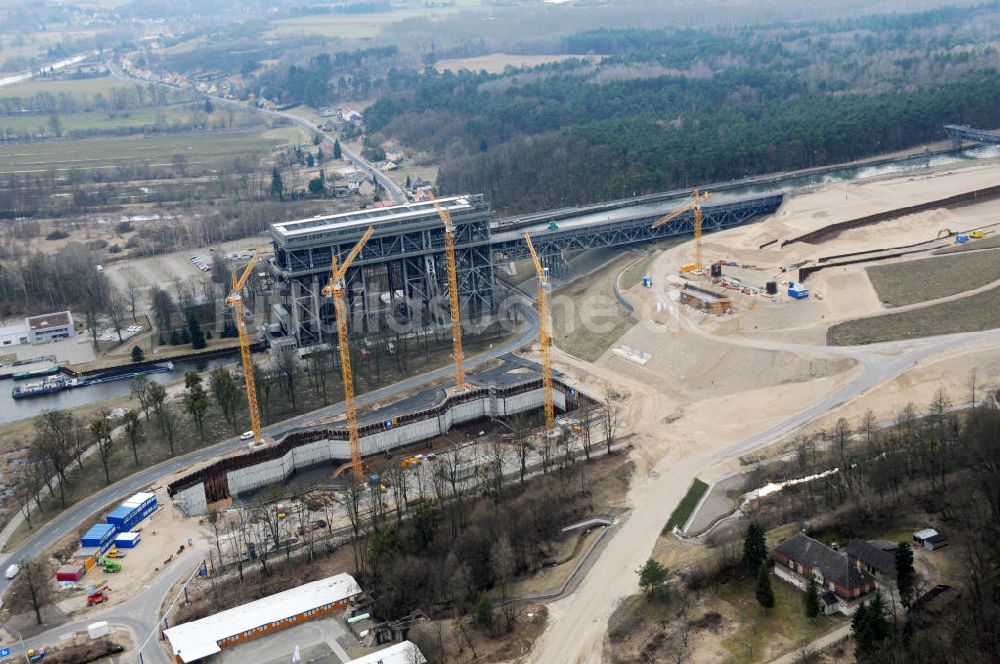 Luftaufnahme Niederfinow - Neubau des Schiffshebewerkes Niederfinow Nord