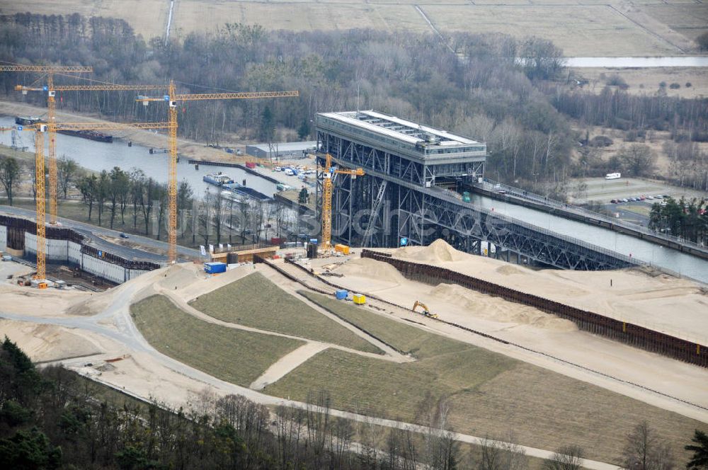 Niederfinow aus der Vogelperspektive: Neubau des Schiffshebewerkes Niederfinow Nord