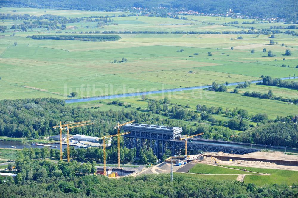 Niederfinow von oben - Neubau des Schiffshebewerkes Niederfinow Nord