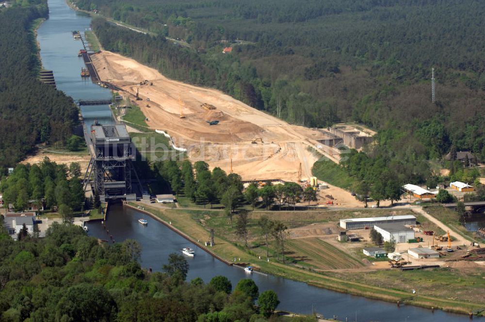 NIEDERFINOW von oben - Neubau des Schiffshebewerkes Niederfinow Nord