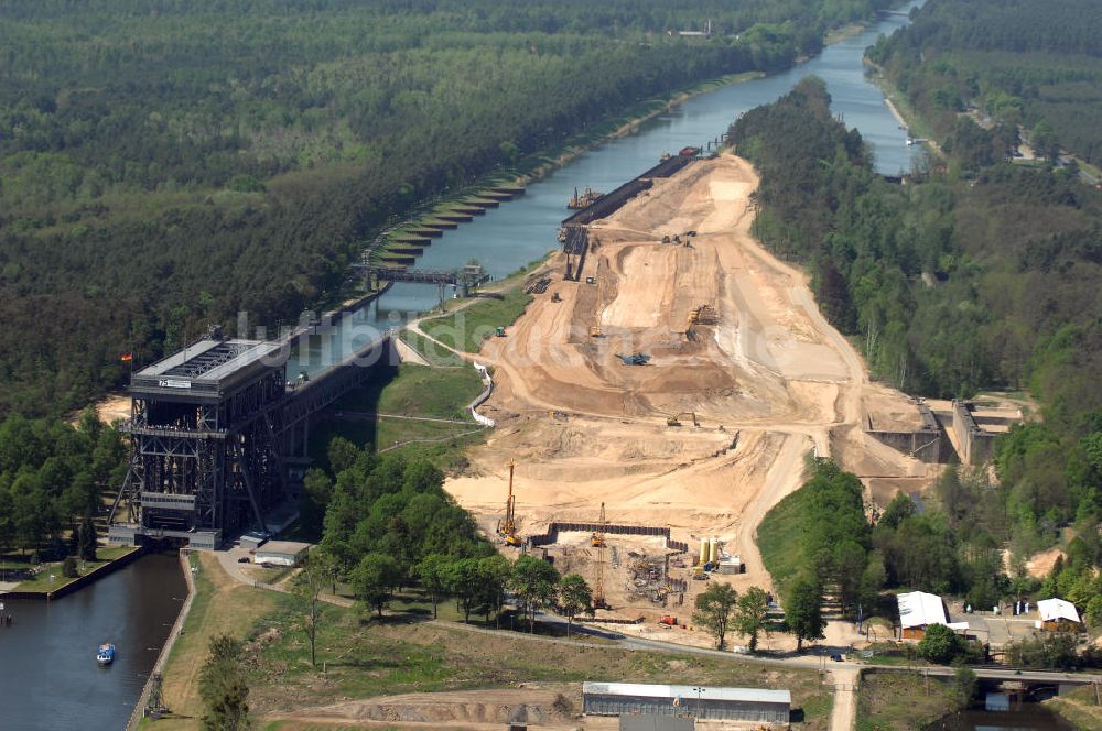 Luftbild NIEDERFINOW - Neubau des Schiffshebewerkes Niederfinow Nord