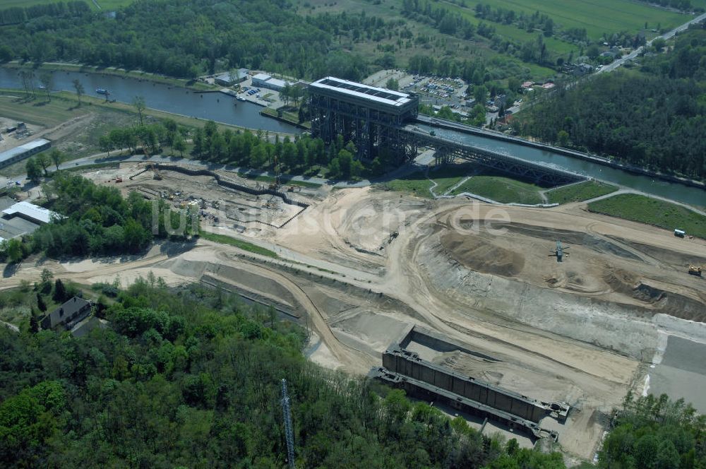 NIEDERFINOW von oben - Neubau des Schiffshebewerkes Niederfinow Nord