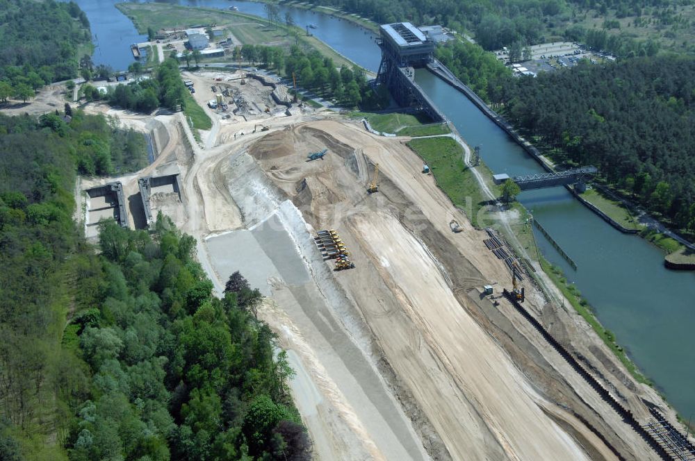 Luftbild NIEDERFINOW - Neubau des Schiffshebewerkes Niederfinow Nord