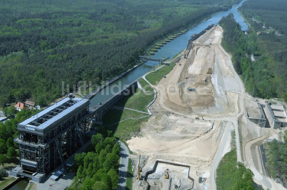 NIEDERFINOW von oben - Neubau des Schiffshebewerkes Niederfinow Nord