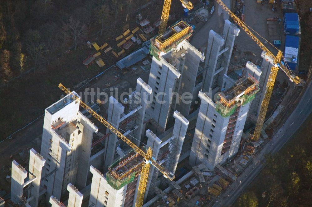 Niederfinow von oben - Neubau des Schiffshebewerks Niederfinow am Finowkanal im Bundesland Brandenburg