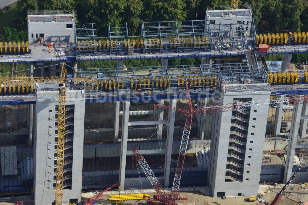 Niederfinow aus der Vogelperspektive: Neubau des Schiffshebewerks Niederfinow am Finowkanal im Bundesland Brandenburg