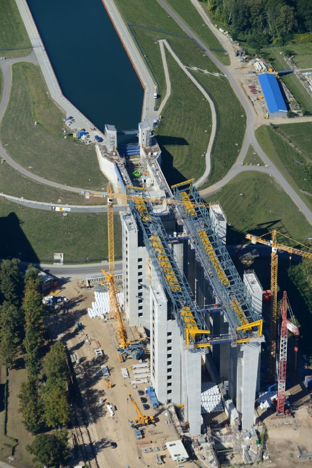 Luftbild Niederfinow - Neubau des Schiffshebewerks Niederfinow am Finowkanal im Bundesland Brandenburg