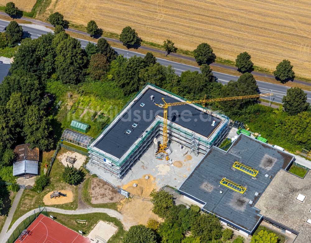 Soest aus der Vogelperspektive: Neubau des Schulgebäudes an der Bodelschwinghschule und der Jacob-Grimm-Schule in Soest im Bundesland Nordrhein-Westfalen, Deutschland