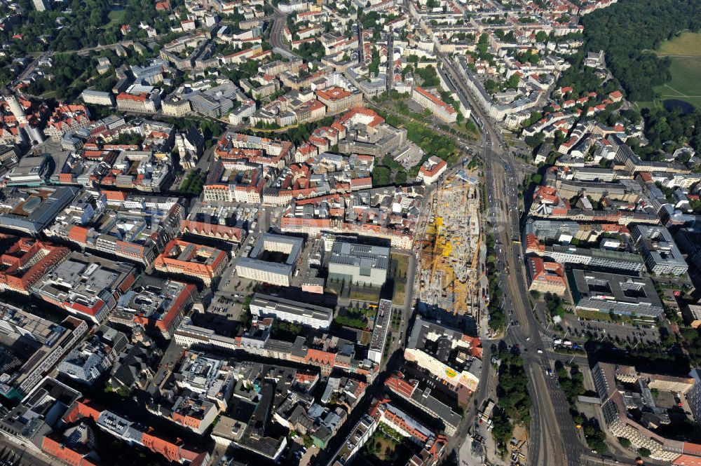 Luftbild Leipzig - Neubau des Shoppingcenters Höfe am Brühl am Richard-Wagner-Platz in Leipzig