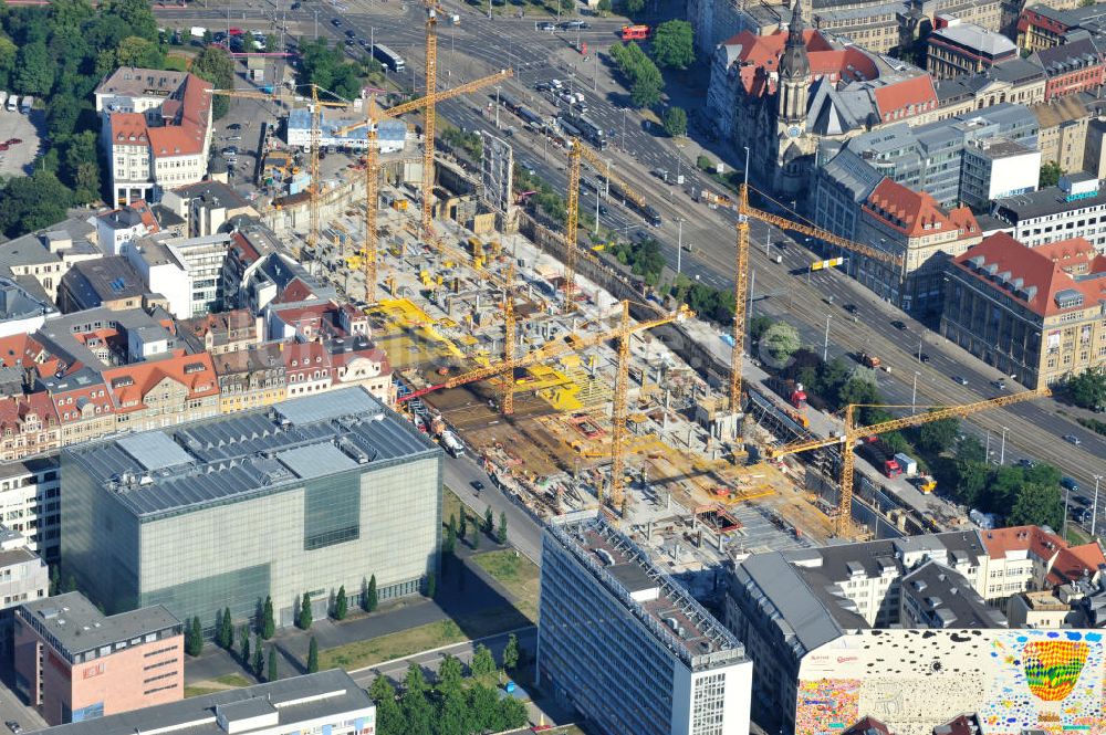 Luftaufnahme Leipzig - Neubau des Shoppingcenters Höfe am Brühl am Richard-Wagner-Platz in Leipzig