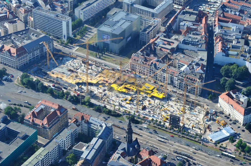 Luftaufnahme Leipzig - Neubau des Shoppingcenters Höfe am Brühl am Richard-Wagner-Platz in Leipzig