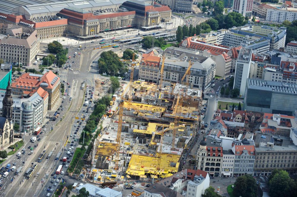 Luftbild Leipzig - Neubau des Shoppingcenters Höfe am Brühl am Richard-Wagner-Platz in Leipzig