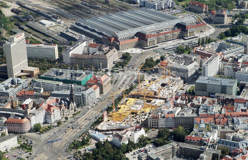 Luftbild Leipzig - Neubau des Shoppingcenters Höfe am Brühl am Richard-Wagner-Platz in Leipzig