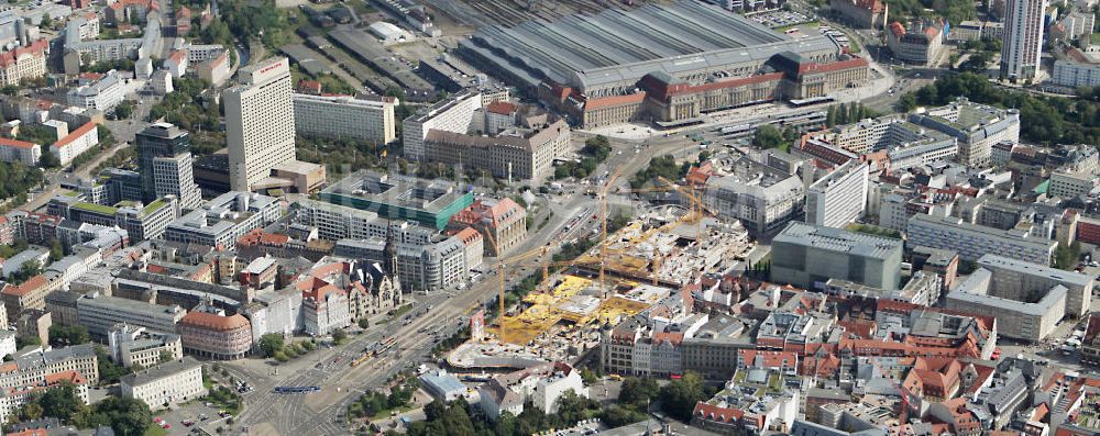 Luftaufnahme Leipzig - Neubau des Shoppingcenters Höfe am Brühl am Richard-Wagner-Platz in Leipzig