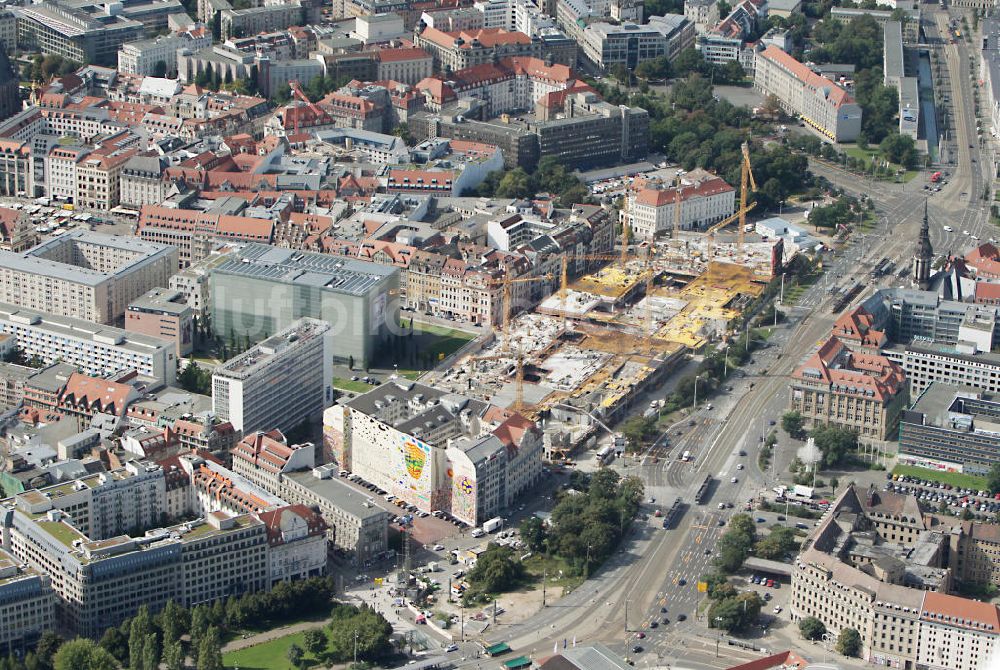 Luftaufnahme Leipzig - Neubau des Shoppingcenters Höfe am Brühl am Richard-Wagner-Platz in Leipzig