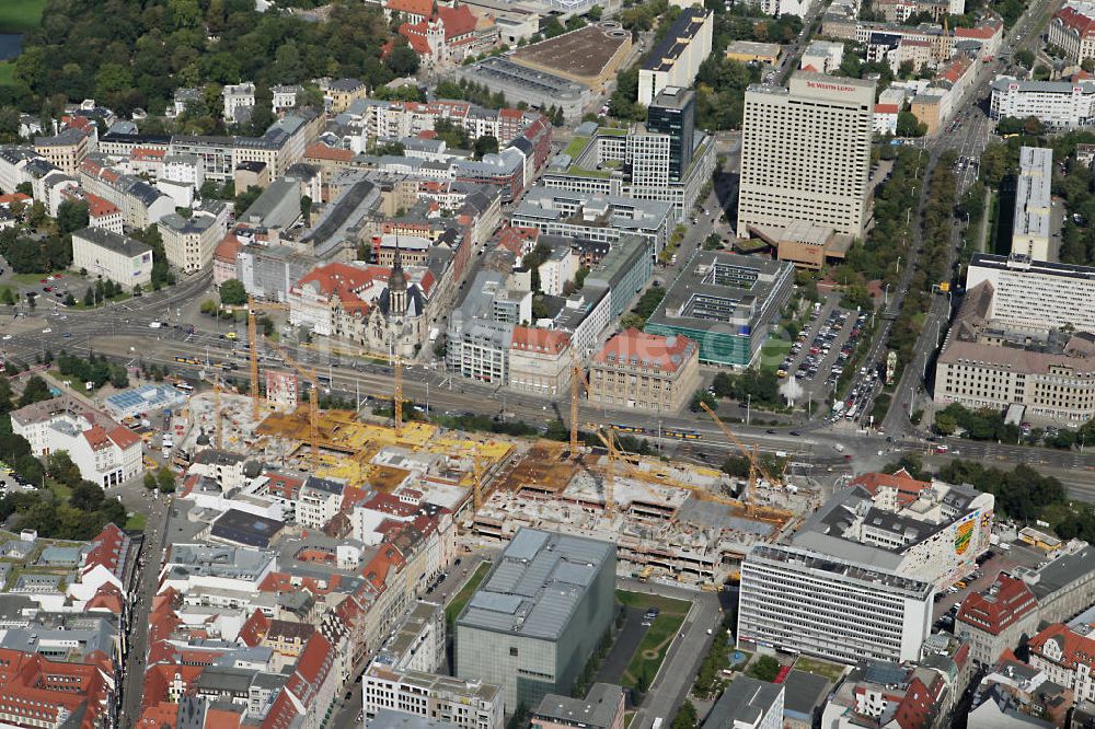 Luftaufnahme Leipzig - Neubau des Shoppingcenters Höfe am Brühl am Richard-Wagner-Platz in Leipzig