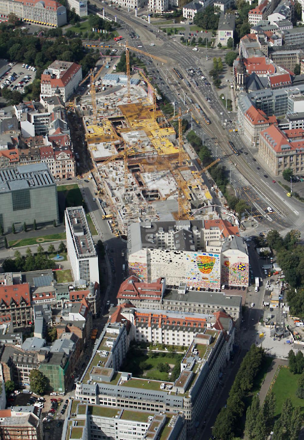 Luftbild Leipzig - Neubau des Shoppingcenters Höfe am Brühl am Richard-Wagner-Platz in Leipzig