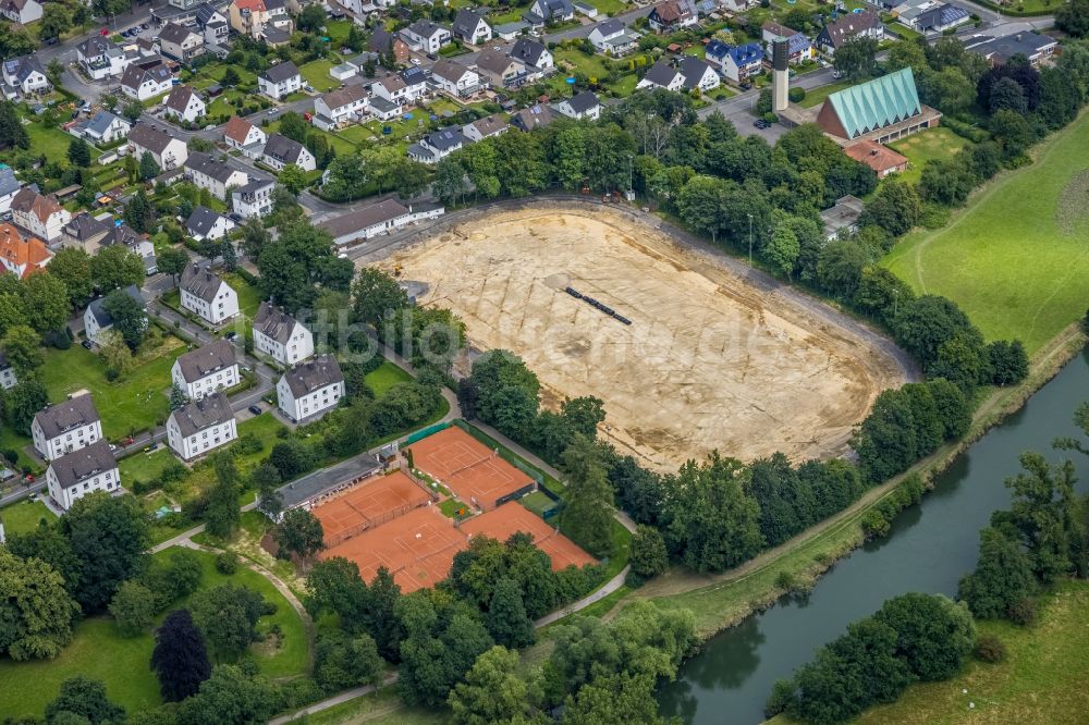 Luftaufnahme Fröndenberg/Ruhr - Neubau Sport- und Leichtathletik- Park in Fröndenberg/Ruhr im Bundesland Nordrhein-Westfalen, Deutschland