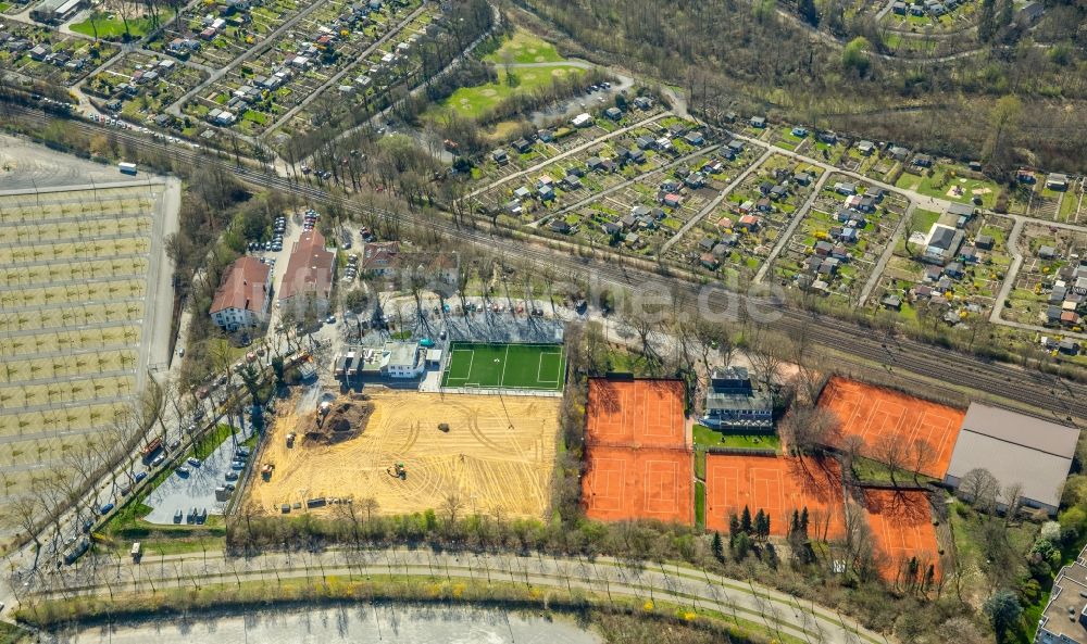 Luftbild Dortmund - Neubau der Sportplatzanlagen der BVB Evonik Fußballakademie in Dortmund im Bundesland Nordrhein-Westfalen, Deutschland