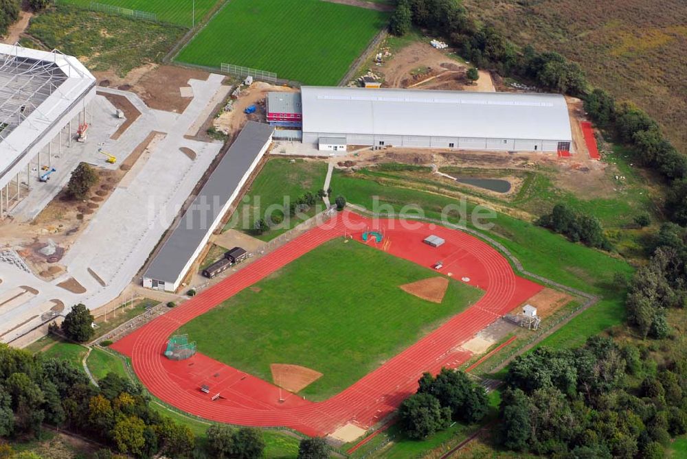 Magdeburg aus der Vogelperspektive: Neubau Stadion Magdeburg