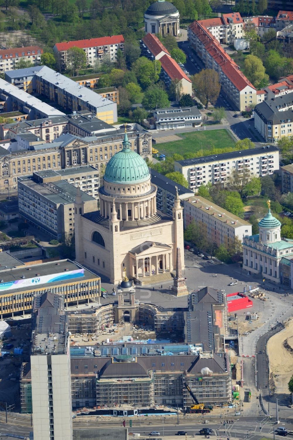 Potsdam aus der Vogelperspektive: Neubau des Stadtschloß und Brandenburger Landtag in Potsdam im Bundesland Brandenburg